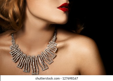 Fashion Portrait Of Beautiful Luxury Woman With Jewelry