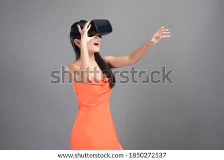 Similar – Image, Stock Photo woman with glasses of virtual reality