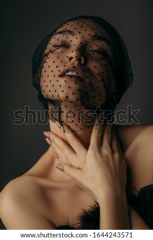 Similar – Young woman in black lingerie in chiaroscuro lighting