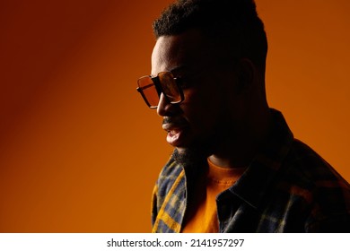 Fashion Portrait Of Handsome African Man. Monochromatic Fashion Look