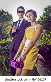 Fashion Portrait Of Retro Sixties Style Young Couple