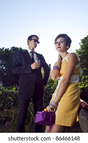 Fashion Portrait Of Retro Sixties Style Young Couple