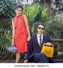 Fashion Portrait Of Retro Sixties Style Young Couple