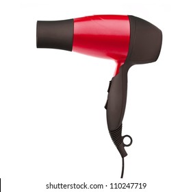 Fashion Red Hair Dryer Isolated On White