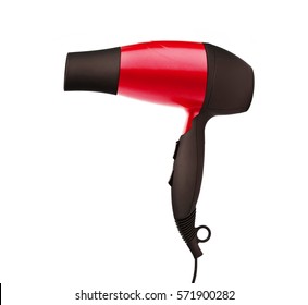 Fashion Red Hair Dryer Isolated On White