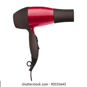 Fashion Red Hair Dryer Isolated On White