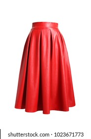 Fashion Red Skirt. Leather Skirt