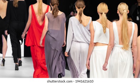 Fashion Show, Catwalk Runway Event, Fashion Week themed photograph. Models walking fashion show finale. - Powered by Shutterstock