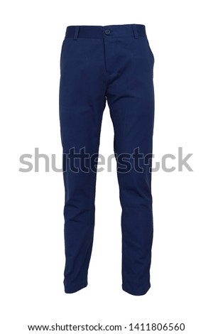 fashion, style concept -Chino pants isolated on white background, light navy color