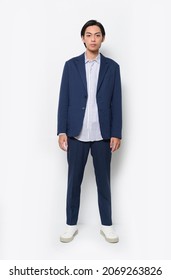 Fashion And Style. Full Body Young Man Businessman, Wearing Suit ,shirt With Pants In In Studio

