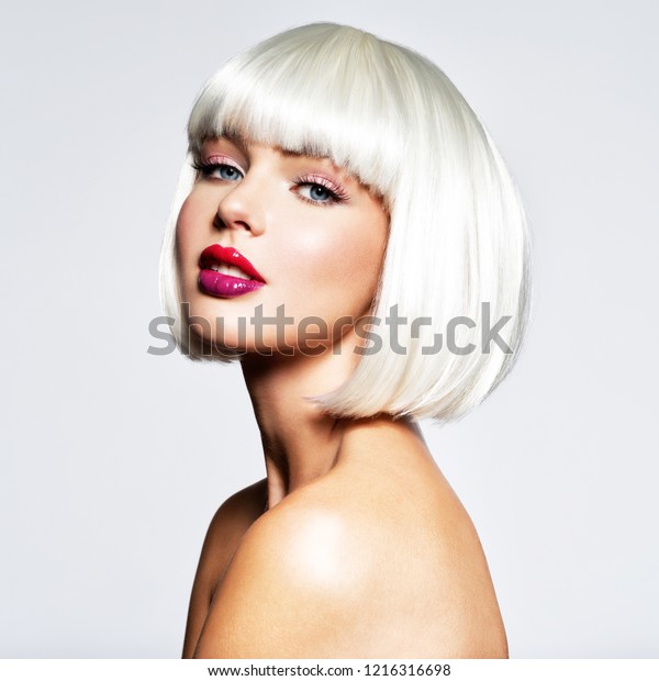 Fashion Stylish Portrait White Short Hair Stock Photo Edit Now