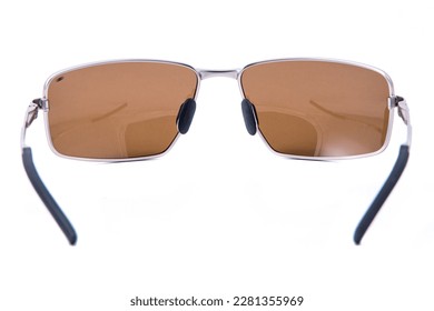 Fashion sunglasses silver frame and brown lens on white background. - Powered by Shutterstock