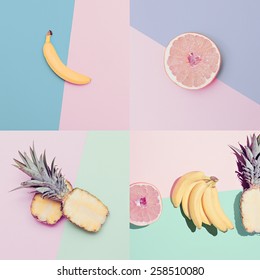 Fashion Vanilla Fruit Set. Minimal Style