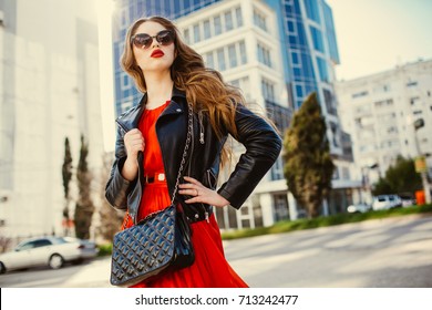 casual red dress with jacket