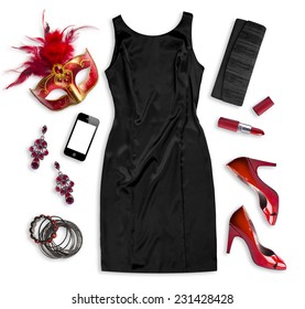 Fashion women accessories of carnival costume isolated on white - Powered by Shutterstock