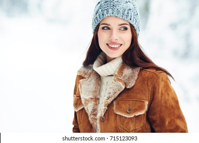 Fashion Young Woman In The Winter Time