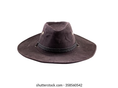 A Fashionable Black Velvet Hat Isolated On White Background