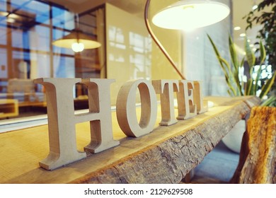 Fashionable entrance with the word HOTEL