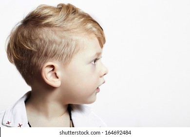 fashionable handsome little boy. stylish haircut. fashion child.isolate