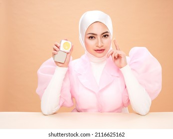 Fashionable Hijab Women Use Skincare, Jakarta Indonesia (05-14-2021)