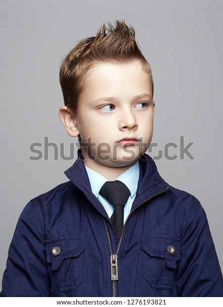 Fashionable Little Boy Trendy Haircut Fashion Stock Photo Edit