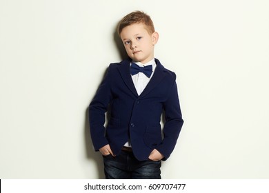 Fashionable Little Boy.stylish Kid In Suit And Tie.child