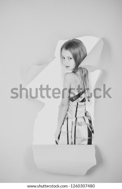 Fashionable Little Girl Long Hair Pinup Stock Photo Edit Now