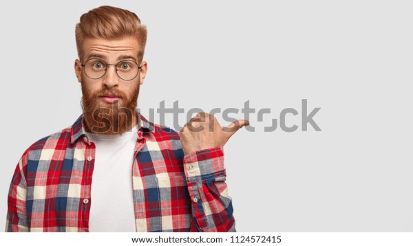 Fashionable Male Hipster Trendy Haircut Ginger Stock Photo