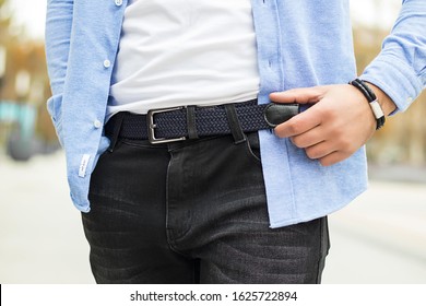 Fashionable Man Wearing A Belt