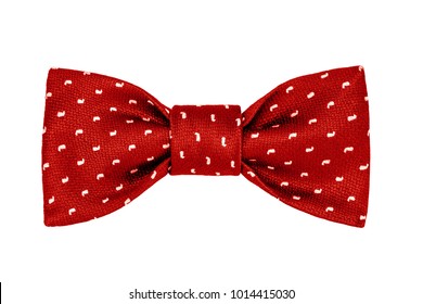 fashionable red bow tie with white paisley pattern isolated on white background