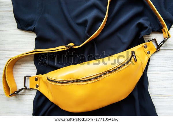 Fashionable\
stylish belt leather bag in yellow\
color
