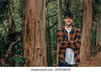 Fashionable Teenage Boy In Autumn Outdoor