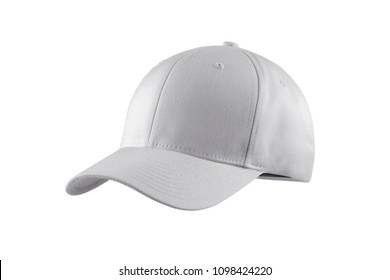 Fashionable Whute Cotton Golf Cap Isolated On White Background