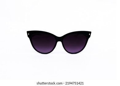 Fashionable Women's Black Cat Eye Sunglasses Isolated On A White Background