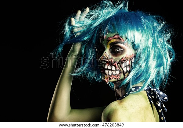 Fashionable Zombie Girl Portrait Pinup Zombie Arkivfoto Rediger Na 476203849