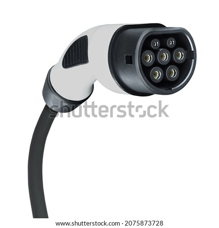 Fast electric car charger green energy environment friendly driving vehicle station. Modern transport fuel of future. Minimal design power unit isolated on white