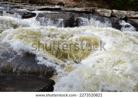 Fast flowing water at Knoefli Falls during Summer