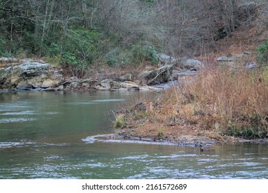 Fast Flowing Water In A Rocky Stream Bed