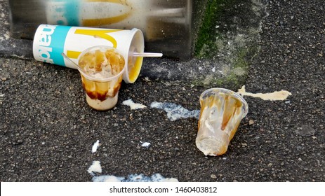 Fast Food Rubbish Discarded On The Ground In Parramatta, New South Wales, Australia On 22 July 2019                               