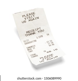 Fast Food Sandwich Receipt Isolated on White. - Shutterstock ID 1506089990
