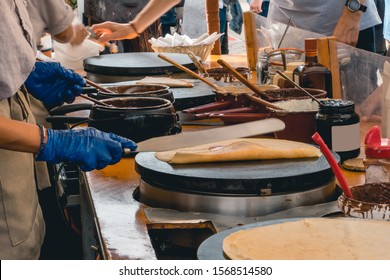 Fast Food Stall Specializing In Crepes. Food Concept.