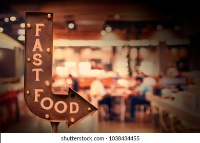 Fast Food Title Signboard, In Front Of The Store