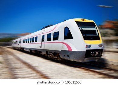 Fast Modern  Train With Motion Blur