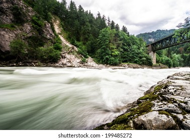 Fast mountains stream in austrian Alps, Shtiria, summer