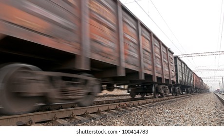 Fast moving freight coal trainload. Coal trainload in motion
