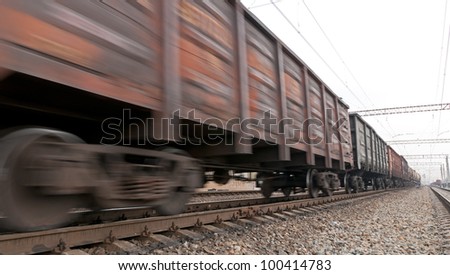 Fast moving freight coal trainload. Coal trainload in motion
