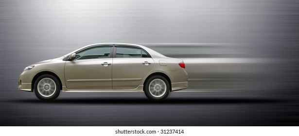 Fast Moving Saloon Car