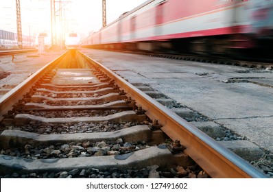 fast moving train - Shutterstock ID 127491602