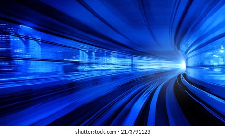 Fast Moving Tunnel Background ,Fast Moving Traffic Drives Moving Fast Blue Light Each Effect Line Light Cg Time Lapse