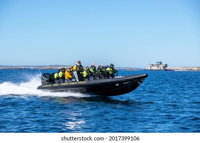 Fast Rib Boat Tours, Are A Very Popular Activity For Tourists In Norway. Frøya, Norway, 07.30.2021